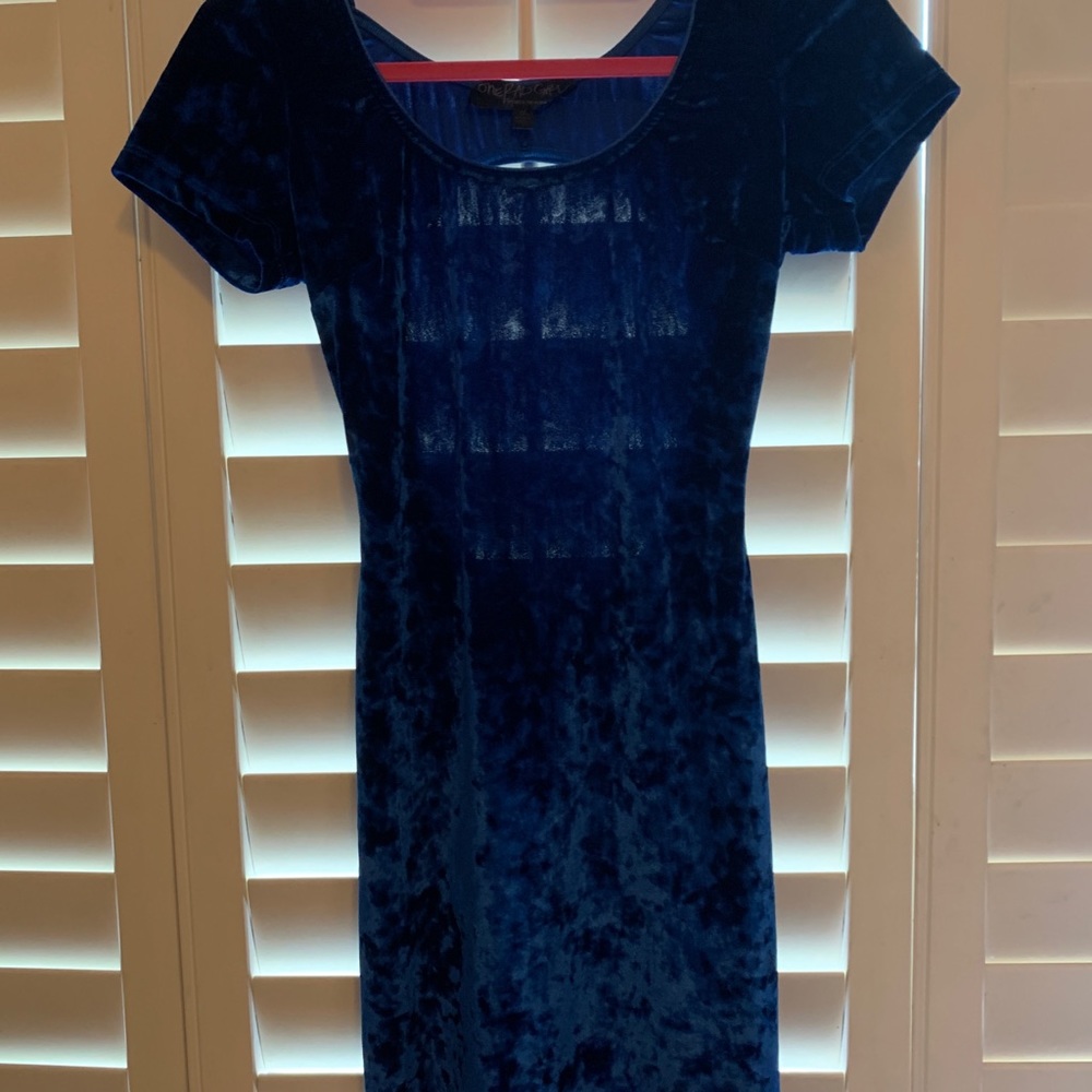 Royal blue, cut out back mini dress